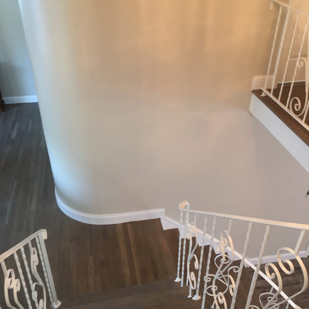 Edgecomb Gray Matte Finish by Benjamin Moore Paints Staircase