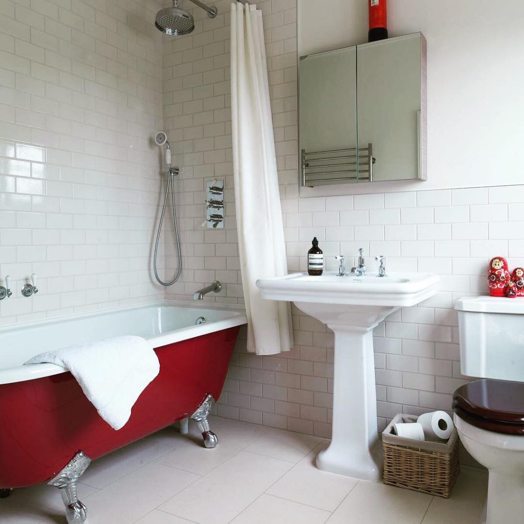 Farrow & Ball Rectory Red Painted Painted Bathtub