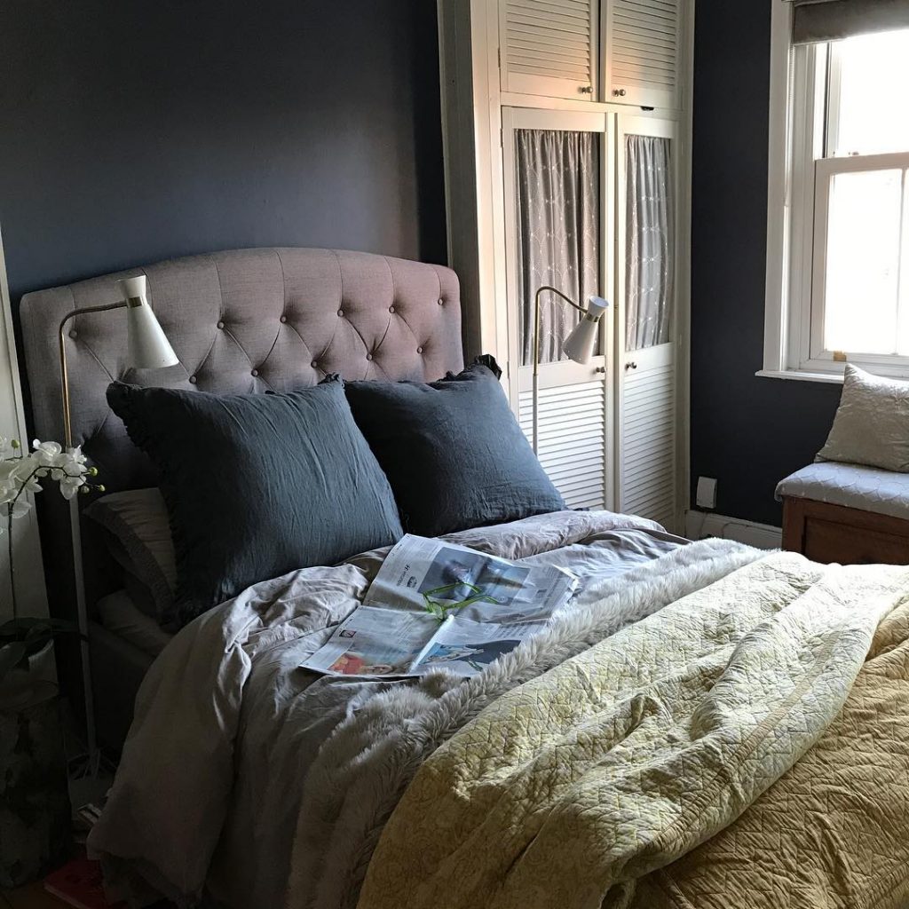 Farrow & Ball Stiffkey Blue Painted Bedroom Walls