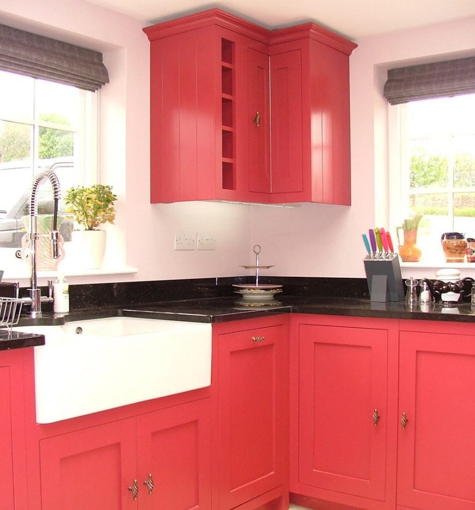 Farrow & Ball's Rectory Red Painted Shaker Doors in the Kitchen
