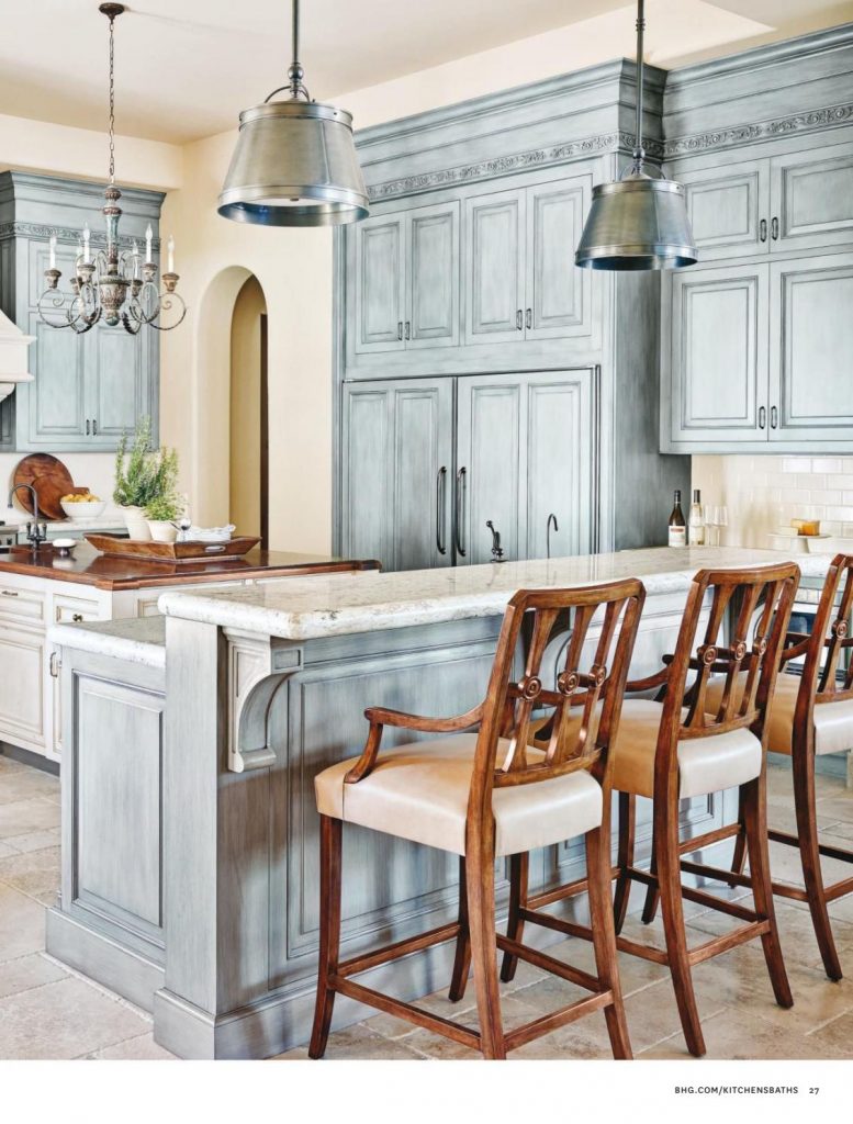 French Country Kitchen in Blue Color Scheme