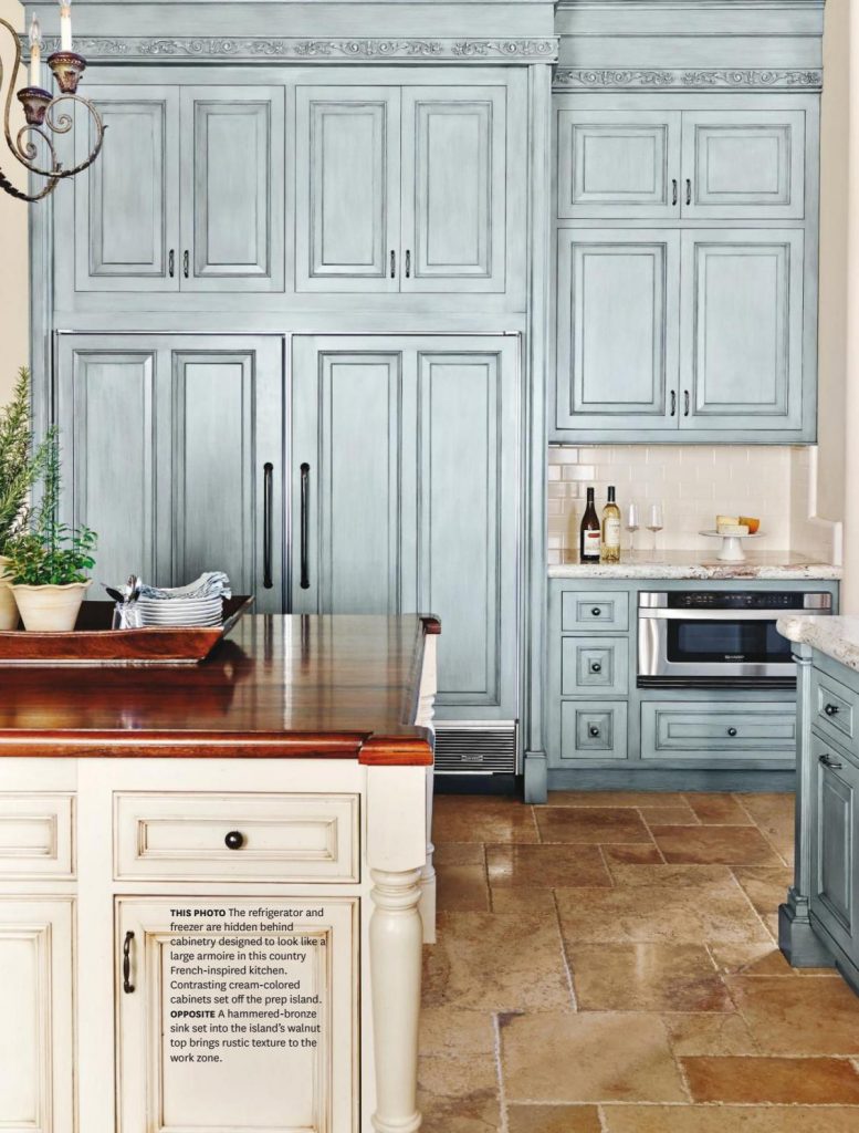 French Country Kitchen in Blue Color Scheme