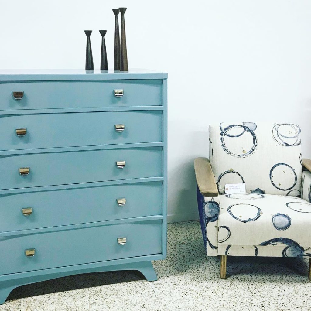 Furniture Painted in Benjamin Moore Wythe Blue Highboy