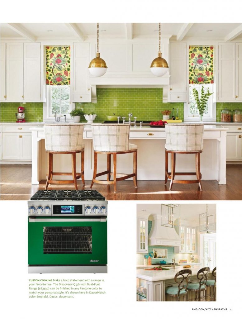 Green tile splashback in the kitchen