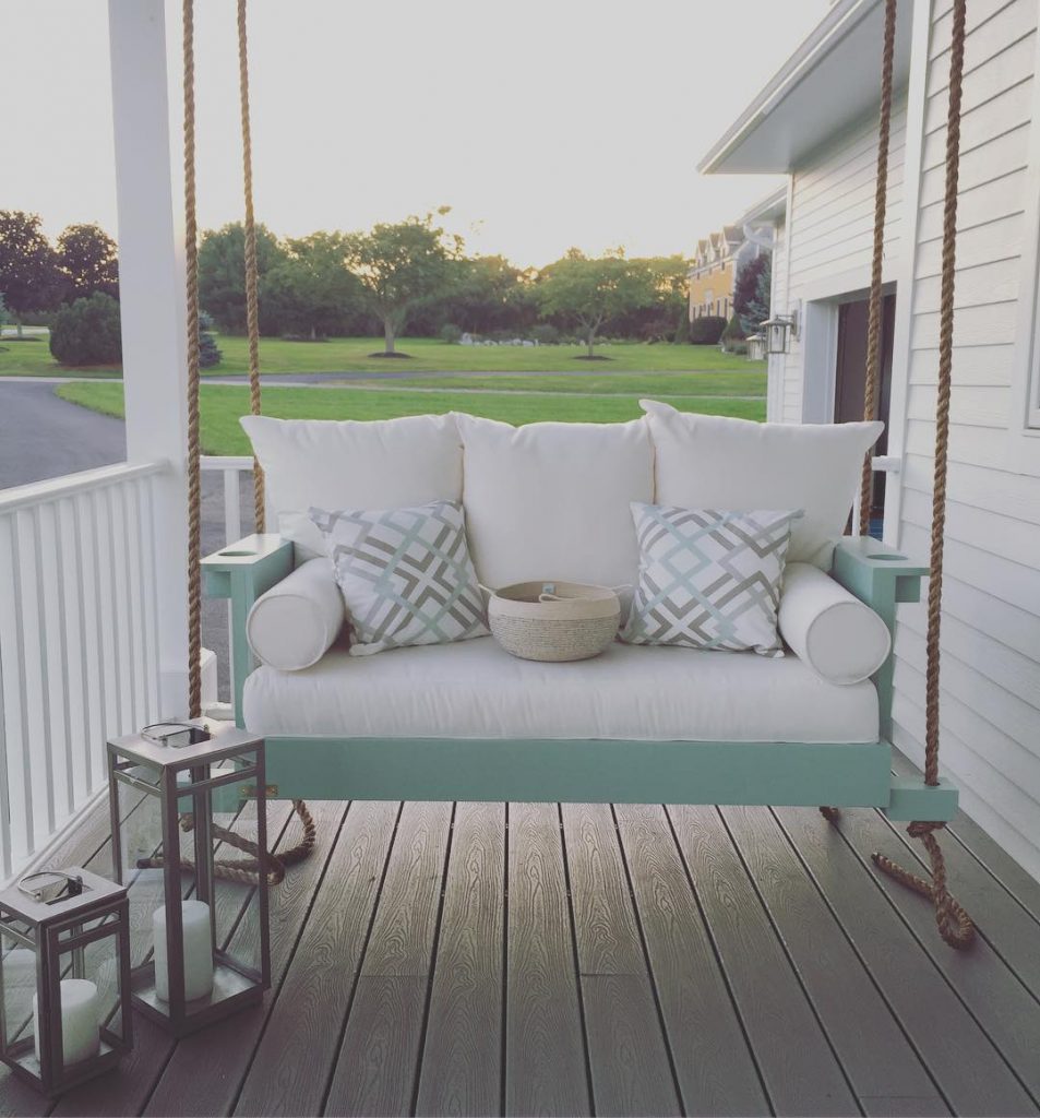 Porch Swing Painted in Benjamin Moore Wythe Blue