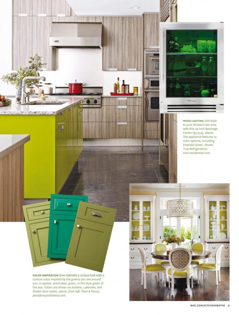 kitchen and dining room in green color scheme