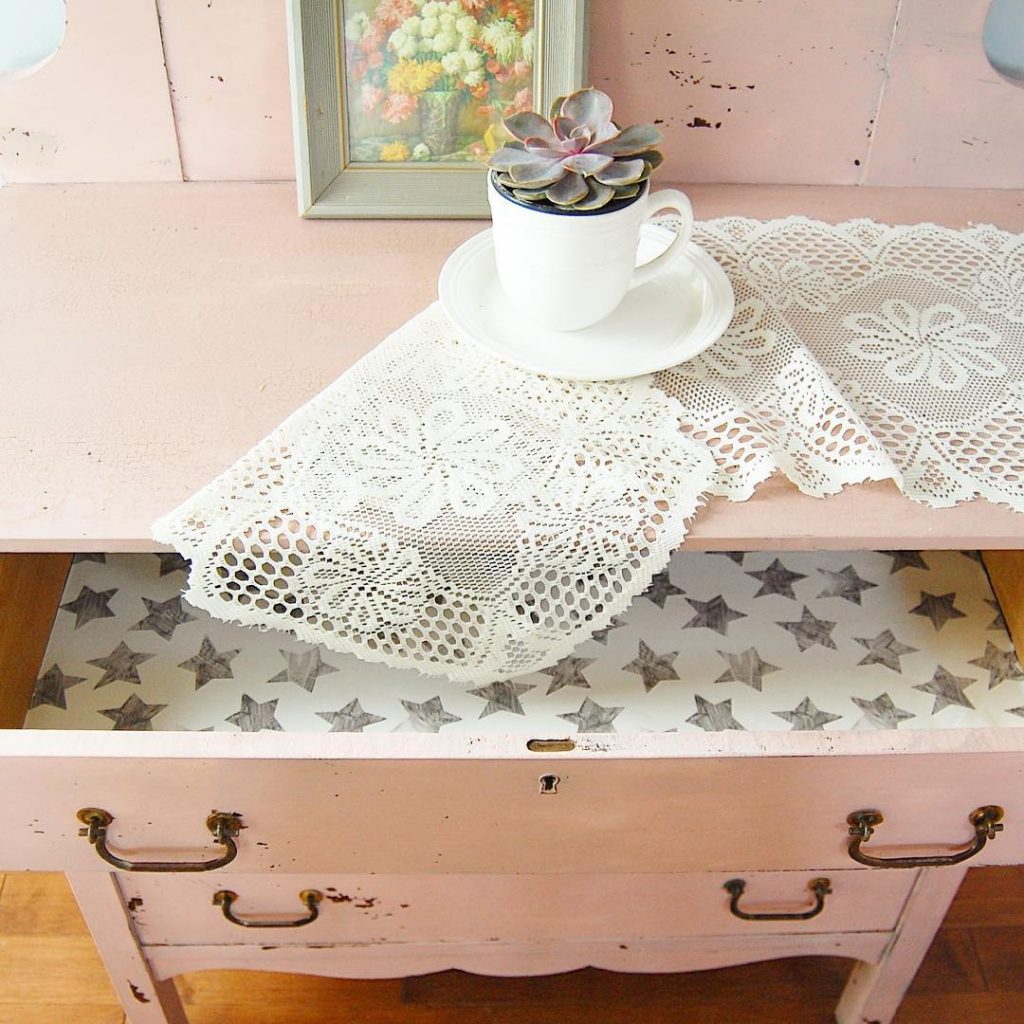 Old Barn Milk Paint Petal painted furniture in pink detail 1