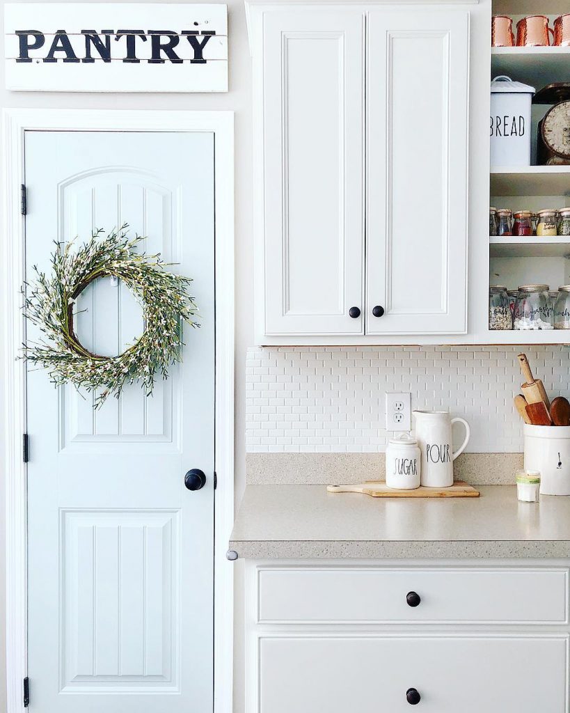 Sherwin Williams Sea Salt kitchen door