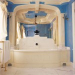 blue walls bathroom classic style
