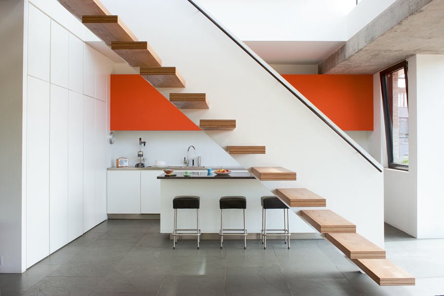 A Kitchen and a Sculptural Staircase - Interiors By Color