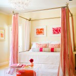 girls bedroom in pin and orange