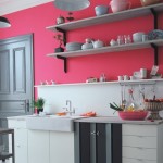 A Bright Pink and Grey Kitchen