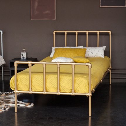 yellow and gold teen bed