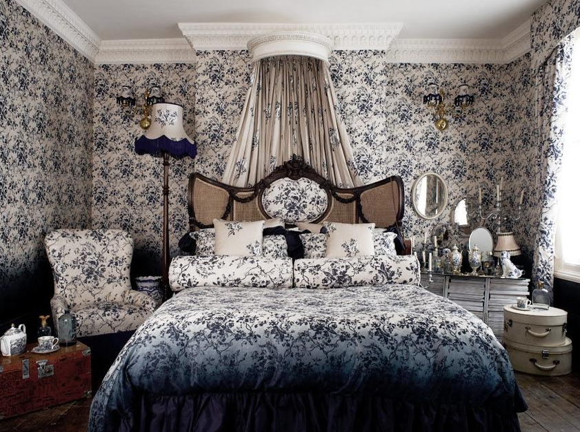 Black and White Floral Bedroom - Interiors By Color