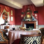 Eclectic French Dining in Red and Zebra Stripe