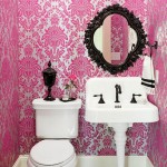 Pink Damask Powder Room