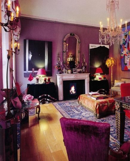 purple bohemian living room