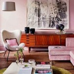 Retro Living Room in Pastel Pink