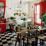 Country Kitchen with Bold Red Cabinets