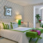 Contemporary Bedroom in Grass Green and Blue