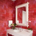 Textured Red Wallpaper Bathroom