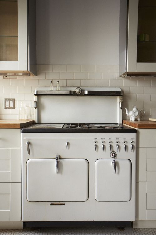 white retro stove