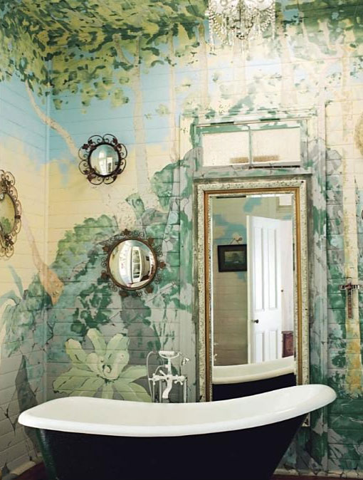 Painted Garden Mural Bathroom