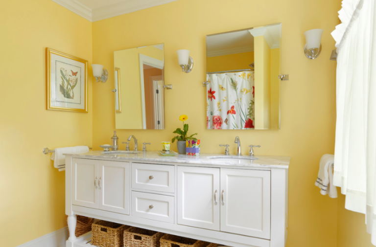 Benjamin Moore Hawthorne Yellow Bathroom Wall