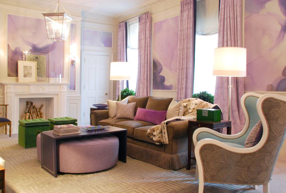 Purple, Pink and Green Living Art Interiors By Color