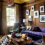 Alain Honeycomb Rug and Purple Sofa