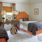 Pumpkin Orange and Beige Twin Bedroom