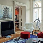 Contemporary Red and Blue Living Space