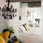 Traditional White, Yellow and Black Bedroom