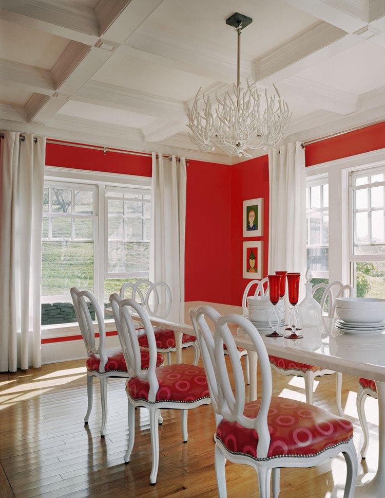 Contemporary Red and White Dining
