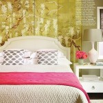 Contemporary Bedroom In Olive Green, White and Pink
