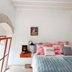 Contemporary Red and Blue Bedroom