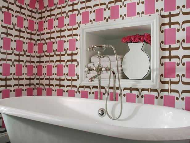 Pink Wallpaper Print for the Bathroom