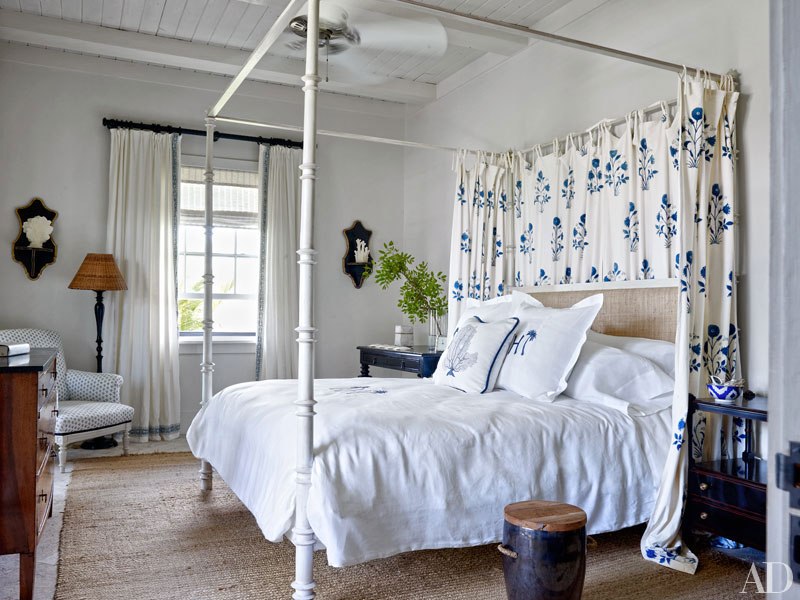 Blue and white master bedroom