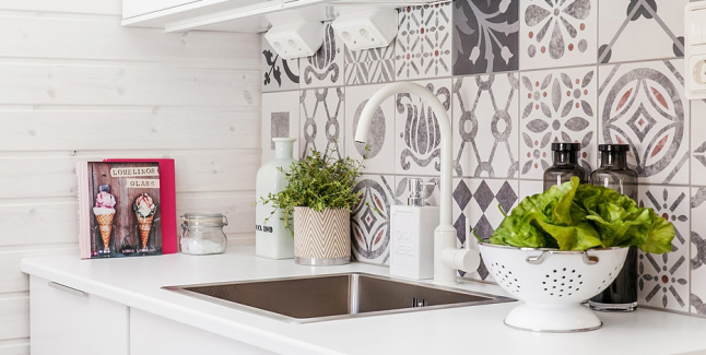 kitchen black and white cement tiles 2