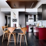 Modern Kitchen in Red and Charcoal