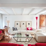 Contemporary Red and White Living Room