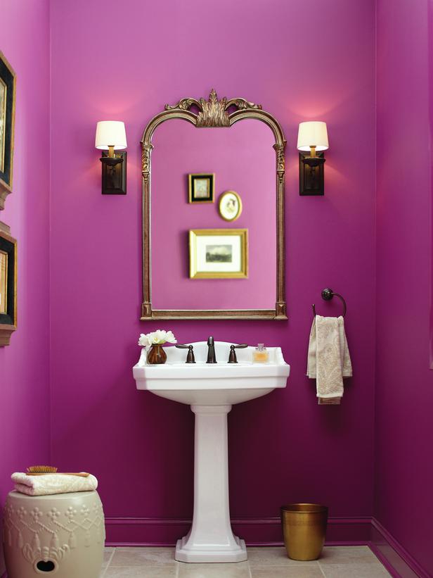 Small Fuchsia Powderoom - Interiors By Color