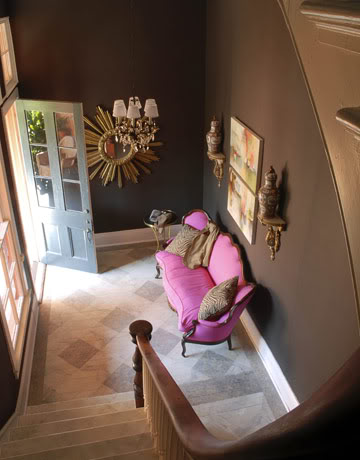 pink sofa foyer