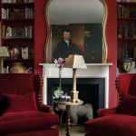 Red Traditional Home Library