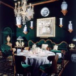 Dining with Green Velvet Walls