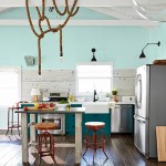 teal colored country kitchen
