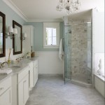 Light Blue and Marble Bathroom