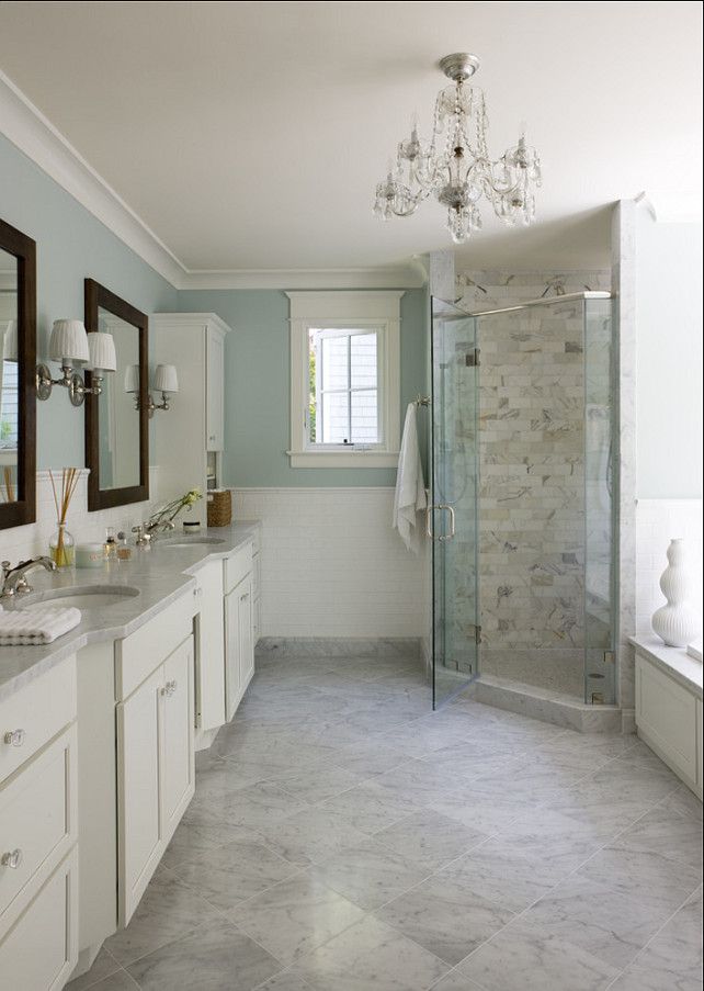 Light Blue and Marble Bathroom