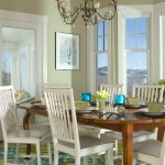 Green Dining Room with White Chairs