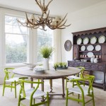Apple Green Chairs, Antler Chandelier and Antiques